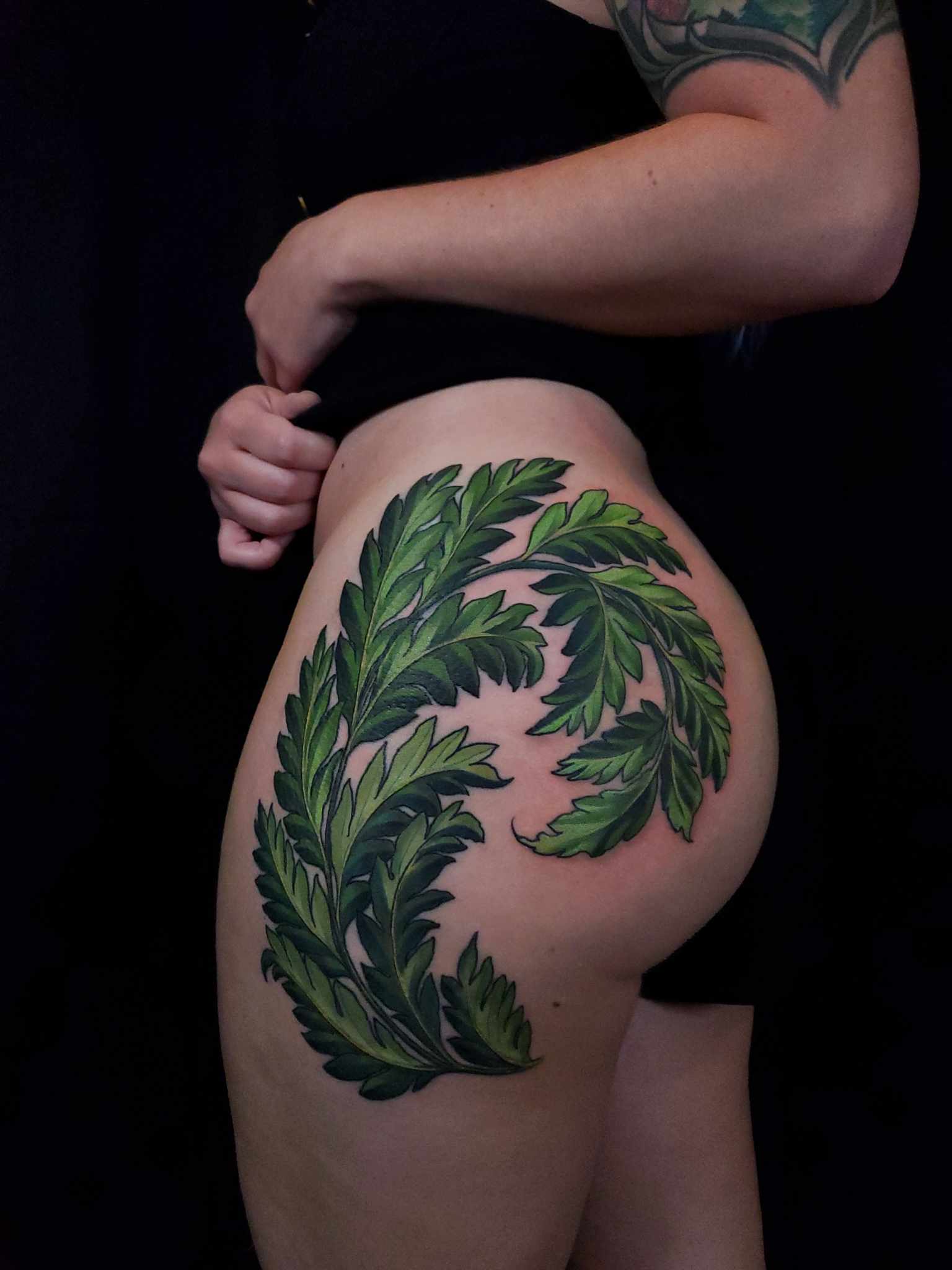 Tattoo tagged with: fern leaf, big, leaf, facebook, nature, realistic,  upper back, twitter, ritkit | inked-app.com